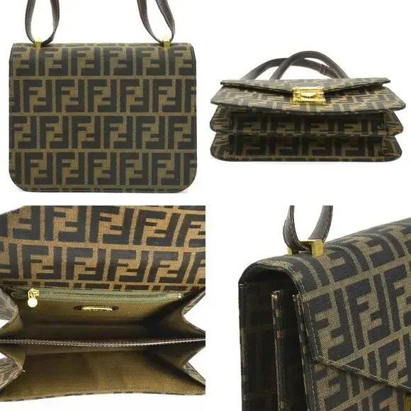 FENDI Brown Leather Zucca Shoulder Bag - Picture 3 of 5